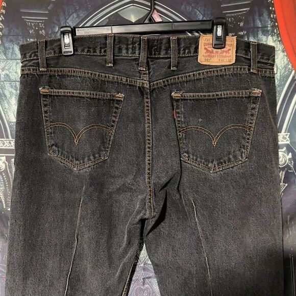 Levi's 501 Vintage Faded Black Baggy Denim Jeans Men's 41X32 - Western Y2K - Picture 1 of 7
